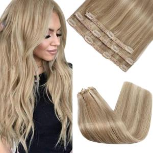 Sunny Tape in Hair Extensions and 3pcs Clip in Hair Extensions Blonde Highlights 70g