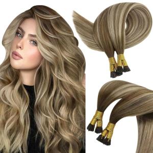 Sunny Tape in Hair Extensions(20pcs 50G) with Itips Hair Extensions Human Hair(50S/50G) 22inch
