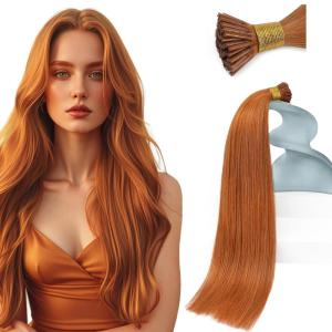 Sunny Hair 14 Inch I Tip Hair Extensions Human Hair, Copper, Soft-to-Touch, Invisible Itips, for Women with Short Hair, Adds Volume for Birthday Parties and Night Out Events, Gentle on Scalp, 50g