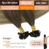Sunny Hair 16 Inch K Tip Real Human Hair Extensions, Dark Roots to Golden Brown Mix Blonde, Soft Keratin Bonds Hair Vtip for Easy Application, Provides Natural Volume for Weekend Activities, 50g
