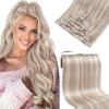 Sunny Hair Clip in Hair Extensions Real Human Hair 24 Inch 150g Thick Remy Hair Clip in Extensions for Women Blonde Highlights Human Hair Extensions Full Head