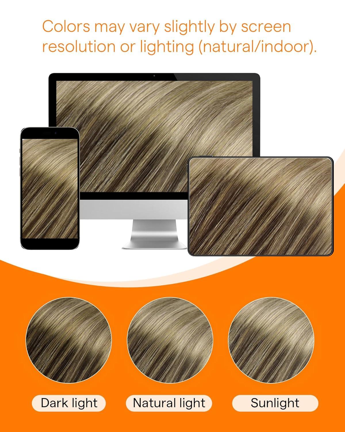 imageSunny Hair Micro Link Hair Extensions Human Hair Brown Ombre Golden Brown Mix Blonde Micro Bead Hair Extensions Real Human Hair for Women 14inch 50g