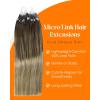 Sunny Hair Micro Link Hair Extensions Human Hair Brown Ombre Golden Brown Mix Blonde Micro Bead Hair Extensions Real Human Hair for Women 14inch 50g