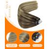 Sunny Hair Micro Link Hair Extensions Human Hair Brown Ombre Golden Brown Mix Blonde Micro Bead Hair Extensions Real Human Hair for Women 14inch 50g