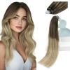 Sunny Hair Micro Link Hair Extensions Human Hair Brown Ombre Golden Brown Mix Blonde Micro Bead Hair Extensions Real Human Hair for Women 14inch 50g