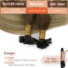 Sunny Hair 14 Inch K Tip Human Hair Extensions, Light Brown Balayage with Ash Brown Highlights, Natural-Looking Keratin Vtip Strands for Subtle Volume, for Daily Styling, 50g