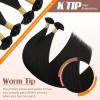 Sunny Hair 24 Inch K Tip Human Hair Extensions, Natural Black Color, Keratin Vtip Bonds for On-the-Go Women, Adds Natural Volume for Fuller Look, for Travel and Daily Wear, 50g