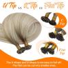 Sunny Hair 24inch U Tip Hair Extension Human Hair Invisible Utip Hair Extensions Ombre Ash Blonde Balayage Platinum Blonde Ktip Human Hair Extensions for Women 50g
