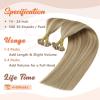 Sunny Hair U Tip Hair Extensions Human Hair Easy to Comb Keratin Human Hair Extensions Ash Blonde Highlights Light Blonde Pre Bonded Hair Extensions 16inch 50g