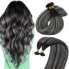 Sunny Hair 14 Inch K Tip Hair Extensions, Ombre Black, Black Roots to Silver Grey Balayage, Remy Hair, Provides Natural Blend for Evening Parties, Social Events, and Weddings, 50g