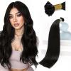 Sunny Hair 24 Inch K Tip Human Hair Extensions, Natural Black Color, Keratin Vtip Bonds for On-the-Go Women, Adds Natural Volume for Fuller Look, for Travel and Daily Wear, 50g