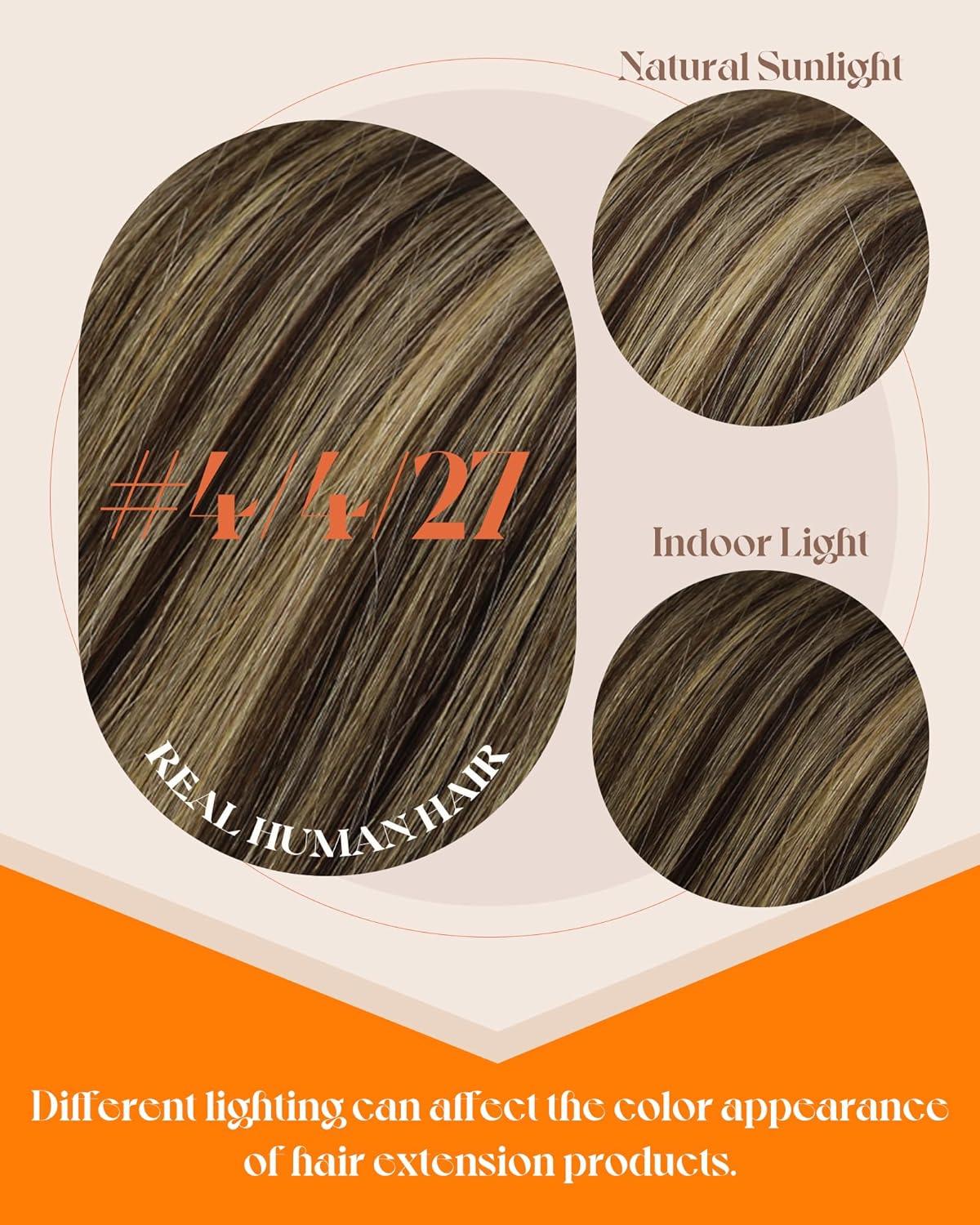 imageSunny Hair 16 Inch K Tip Hair Extensions Balayage Brown with Caramel Blonde Soft Keratin Vtips Provides Natural Volume for Weddings Evening Parties and Formal Occasions 50g
