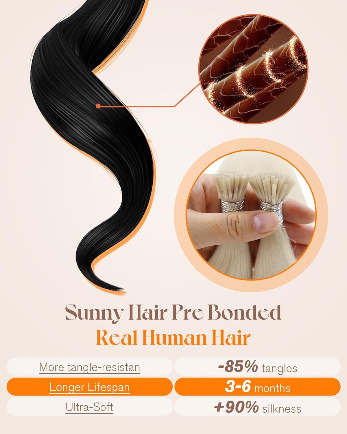imageSunny Hair 50g 24 Inch I Tip Blonde Hair Extensions Human Hair LongLasting Invisible Itips for Women with Busy Schedules Maintains Color for Multiple Events and Formal Occasions