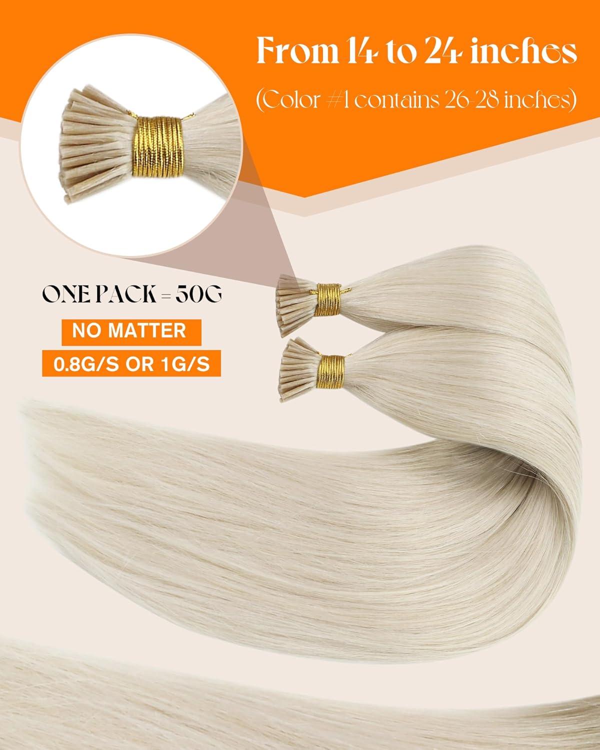 imageSunny Hair 50g 24 Inch I Tip Blonde Hair Extensions Human Hair LongLasting Invisible Itips for Women with Busy Schedules Maintains Color for Multiple Events and Formal Occasions
