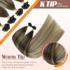 Sunny Hair 16 Inch K Tip Hair Extensions, Balayage Brown with Caramel Blonde, Soft Keratin Vtips, Provides Natural Volume for Weddings, Evening Parties, and Formal Occasions, 50g