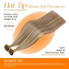 Sunny Hair Flat Tip Hair Extensions Human Hair 24 inches Ktip Human Hair Extensions Light Brown with Blonde Keratin Tip Real Human Hair Extensions 50g