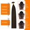 Sunny Hair Flat Tip Hair Extensions Human Hair, Seamless Ktip Human Hair Extensions, K Tip Human Hair Extensions Dark Brown with Medium Brown 18inch 50g