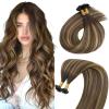 Sunny Hair 16 Inch K Tip Hair Extensions, Balayage Brown with Caramel Blonde, Soft Keratin Vtips, Provides Natural Volume for Weddings, Evening Parties, and Formal Occasions, 50g