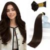 Sunny Hair 20 Inch K Tip Human Hair Extensions, Chocolate Brown, Invisible Keratin Vtip Hair for Seamless Integration, for Natural-Looking Enhancement in Daily Life and Professional Settings, 50g