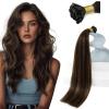 Sunny Hair Flat Tip Hair Extensions Human Hair, Seamless Ktip Human Hair Extensions, K Tip Human Hair Extensions Dark Brown with Medium Brown 18inch 50g