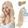 Sunny Hair Nano Bead Hair Extensions Human Hair Ash Blonde Nano Hair Extensions Ash Blonde Highlight Bleach Blonde Straight 50g 22Inch