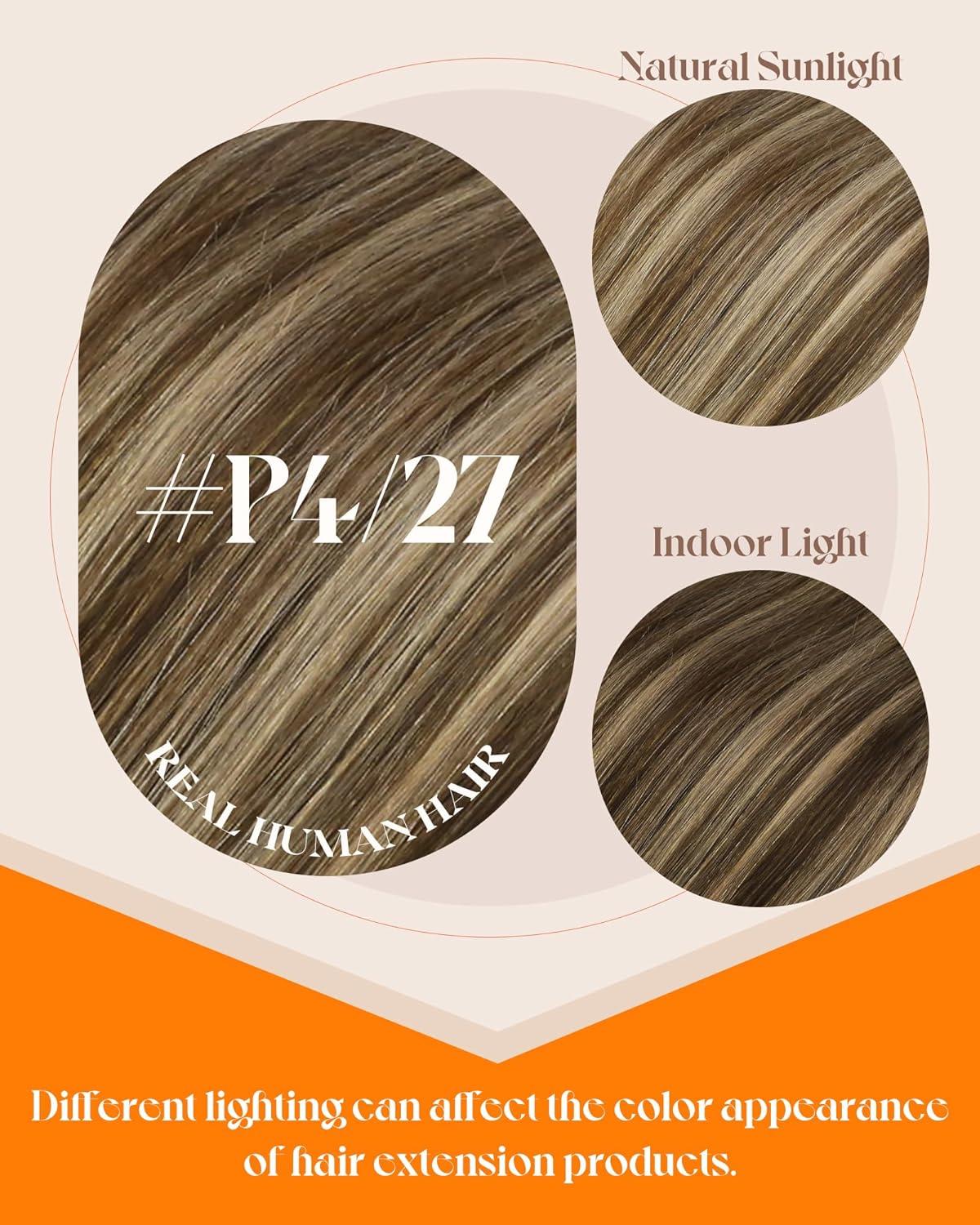 imageSunny Hair 50g 14 Inch I Tip Hair Extensions Real Human Hair Brown Highlight Blonde for Party Use Adds Natural Highlights for Birthday Parties and Night Out Gatherings Prevents Brassiness