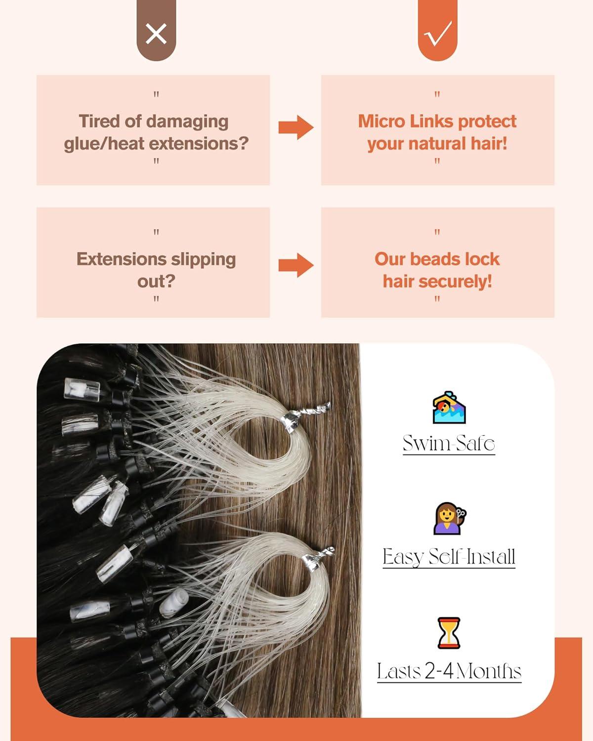 imageSunny Hair Micro Link Hair Extensions Human Hair 24inch Micro Beads Hair Extensions Platinum Blonde Microlink Hair Extensions Human Hair Fit Any Occasion Fusion Natural Look 55g
