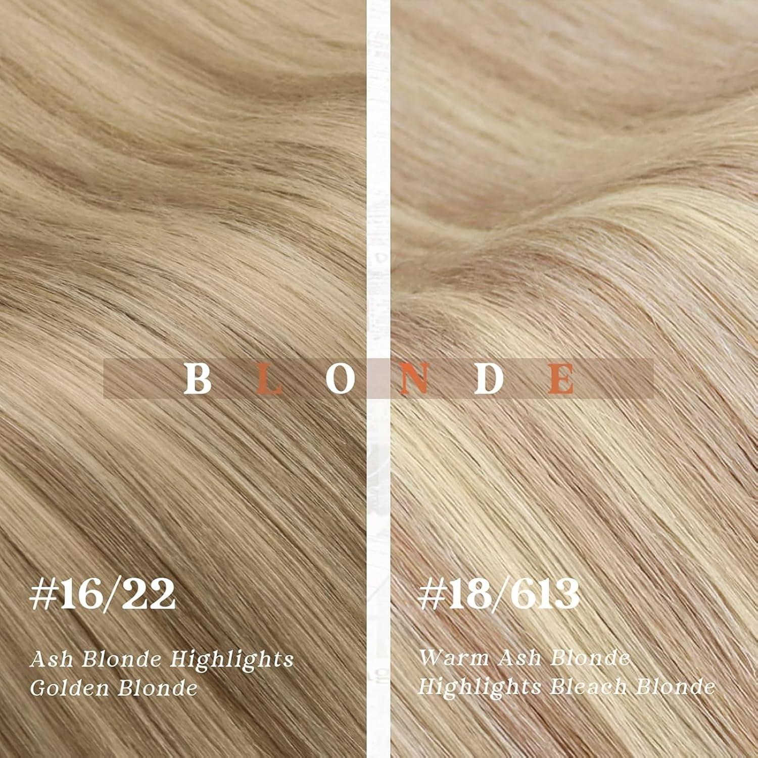 imageSunny Hair Microbead Hair Extensions 18inch Micro Link Hair Extensions Human Hair Ash Blonde Highlight Bleach Blonde Micro Ring Hair Add Volume for Women 50g