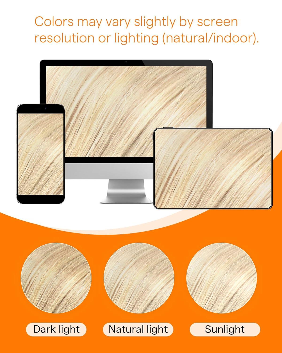 imageSunny Hair Microbead Hair Extensions 18inch Micro Link Hair Extensions Human Hair Ash Blonde Highlight Bleach Blonde Micro Ring Hair Add Volume for Women 50g