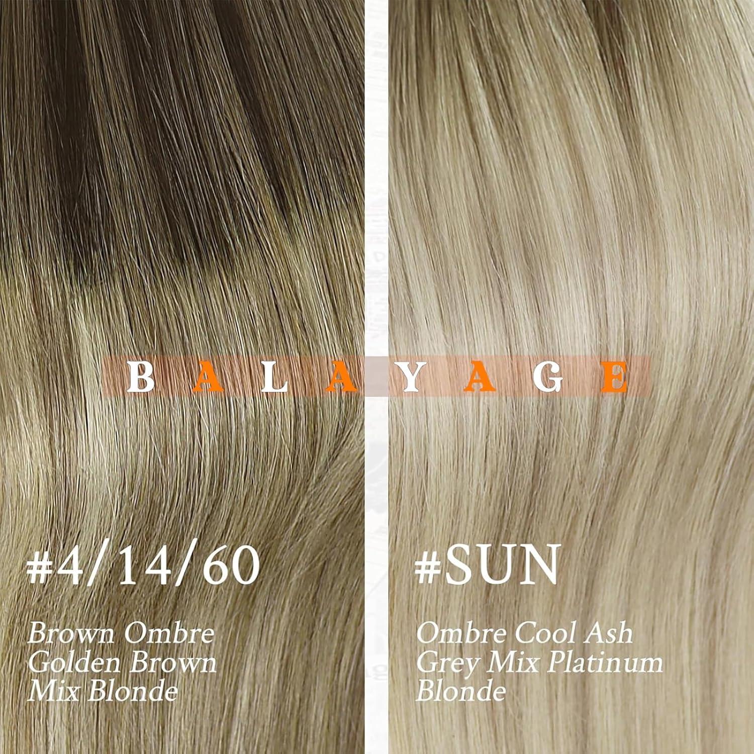imageSunny Hair Nano Bead Hair Extensions Human Hair Balayage Blonde Nano Extensions Human Hair 22inch Nano Ring Hair Extensions Add Length 50g