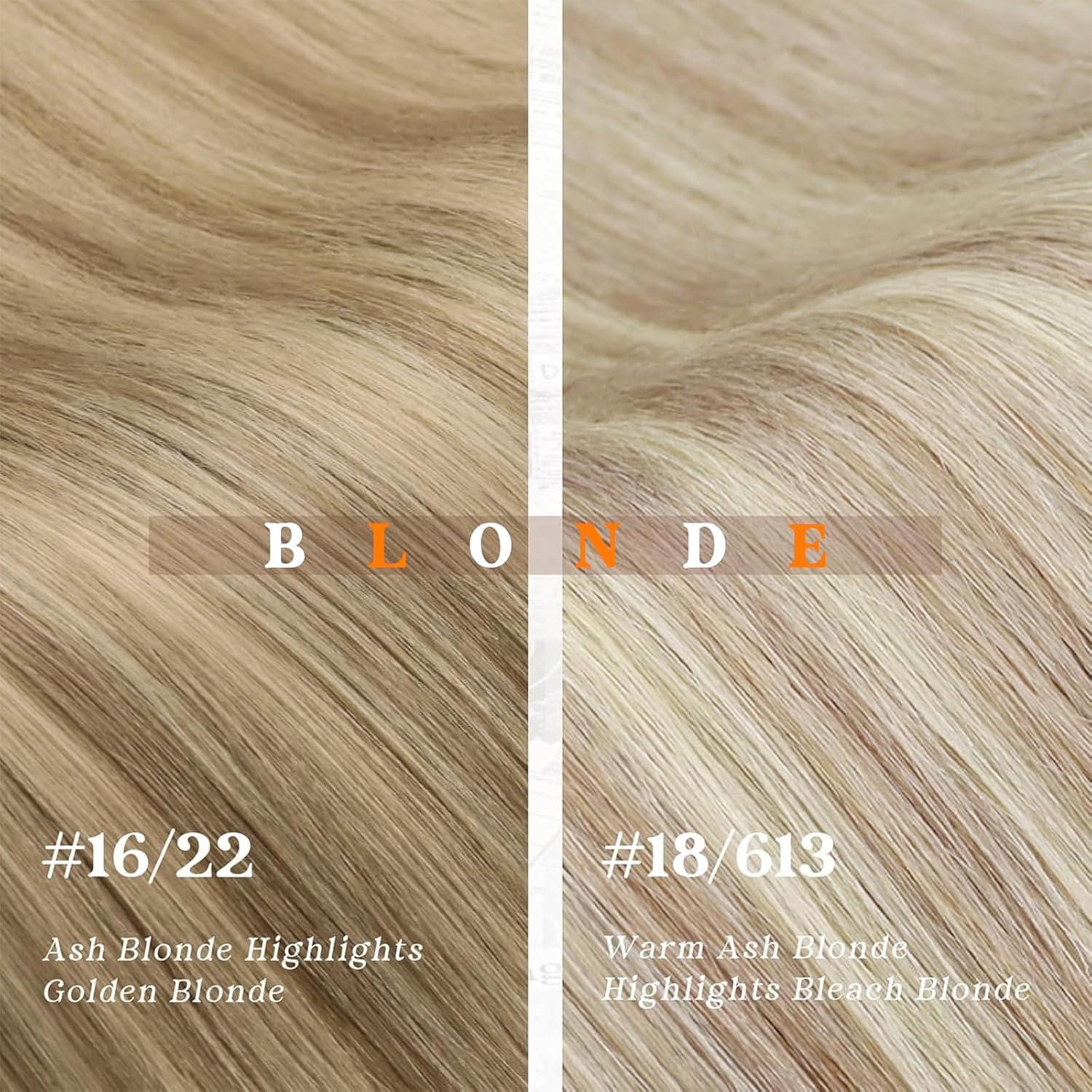 imageSunny Hair Nano Extensions Human Hair Golden Blonde Ash Blonde Highlight Nano Bead Ring Hair Extensions 20 Inch 50G