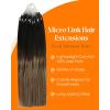Sunny Hair 16 Inch Micro Bead Hair Extensions, Microlink Hair, Black Balayage Dark Brown Ombre Medium Ash Blonde, Suitable for Women at Social Gatherings, Night Out Events, and Celebrations, 50g