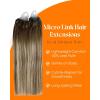 Sunny Hair 18 Inch Micro Link Hair Extensions Human Hair, Balayage Brown Ombre Platinum Blonde, 50g Real Hair Strands, Adds Natural Volume for Weddings, Parties, and Social Gatherings