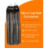 Sunny Hair 24 Inch Micro Loop Human Hair Extensions, Silver Balayage, Remy Micro Bead Hair, Black Balayage Silver Grey, Long Straight Style, for Night Out Events, and Social Gatherings, 50g