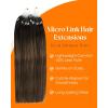 Sunny Hair 24 Inch Microlink Hair Extensions Human Hair, Dark Brown Balayage with Medium Brown, 50g Beaded Strands, Provides Natural Fullness for Formal Events, Evening Parties, and Social Occasions