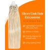 Sunny Hair Microbead Hair Extensions 18inch Micro Link Hair Extensions Human Hair Ash Blonde Highlight Bleach Blonde Micro Ring Hair Add Volume for Women 50g