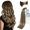 Sunny Hair 14 Inch I Tip Hair Extensions Real Human Hair, Medium Brown Fading to Caramel Blonde Mix, for Women with Dimensional Color Needs