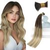 Sunny Hair I Tip Hair Extensions Human Hair Dark Brown Ombre Golden Blonde Mix Light Blond I Tip Hair Extension Invisible Itip Human Hair Extensions Natural Blends Itips 14inch 50g