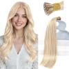 Sunny Hair I Tips Hair Extensions Real Human Hair Ash Blonde with Platinum Blonde Itip Hair Extensions 20inch I Tip Human Hair Extensions for Women 50g