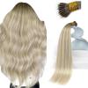 Sunny Hair Nano Bead Hair Extensions Human Hair Balayage Blonde Nano Extensions Human Hair 22inch Nano Ring Hair Extensions Add Length 50g