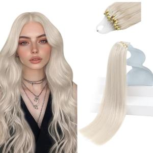 Sunny Hair Micro Link Hair Extensions Human Hair 24inch Micro Beads Hair Extensions Platinum Blonde Microlink Hair Extensions Human Hair Fit Any Occasion Fusion Natural Look 55g