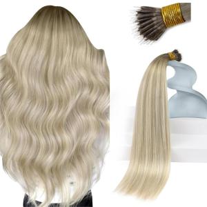 Sunny Hair Nano Bead Hair Extensions Human Hair Balayage Blonde Nano Extensions Human Hair 22inch Nano Ring Hair Extensions Add Length 50g