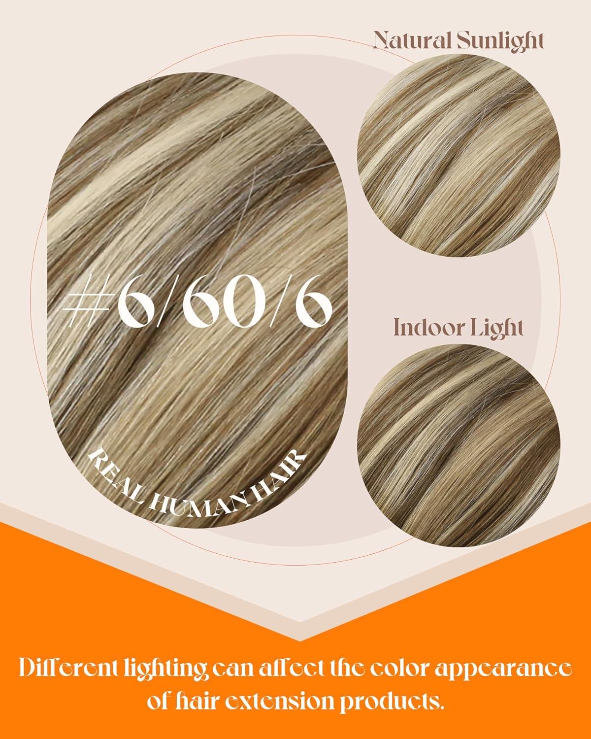 imageSunny Hair 14 Inch K Tip Real Human Hair Extensions Chestnut Brown with Blonde Keratin Vtips Designed for Wedding Wear Evening Parties and Formal Occasions Adds Natural Fullness 50g
