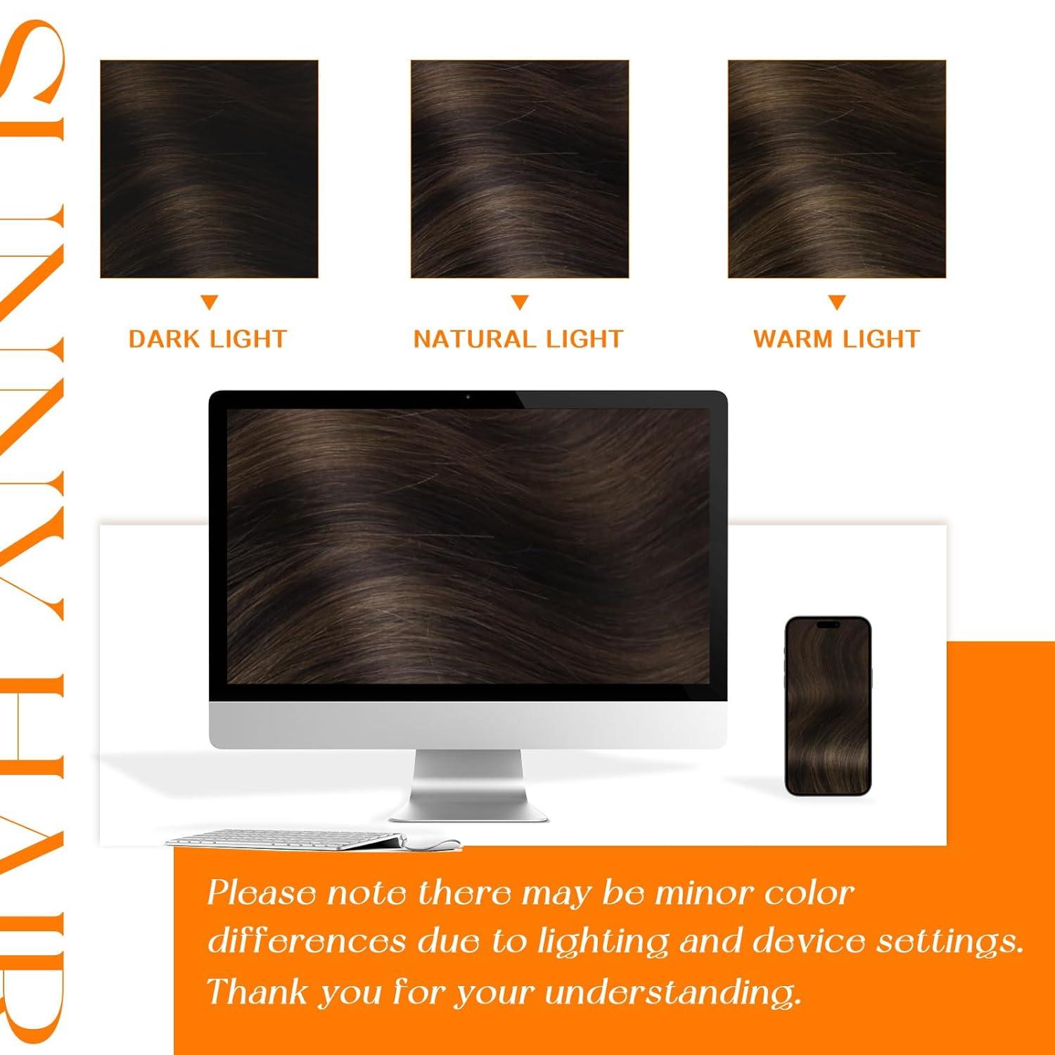imageSunny Hair Flat Tip Hair Extensions Human Hair Dark Brown Balayage Medium Brown K Tip Hair Extensions Real Human Hair 14inch Keratin Tips Hair Extensions 50g