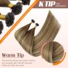 Sunny Hair 14 Inch K Tip Real Human Hair Extensions, Chestnut Brown with Blonde, Keratin Vtips, Designed for Wedding Wear, Evening Parties, and Formal Occasions, Adds Natural Fullness, 50g