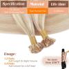 Sunny Hair 16 Inch K Tip Real Human Hair Extensions, Ash Blonde with Platinum Blonde Highlights, Keratin Vtip Human Hair, Creates Curly Styles, for Date Nights and Formal Events, 50g