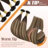 Sunny Hair 18 Inch K Tip Human Hair Extensions, Balayage Brown with Caramel Blonde Shade, for Party and Special Events, Easy-to-Apply Keratin Vtip Bonds, 50g