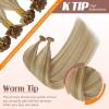 Sunny Hair 20 Inch K Tip Human Hair Extensions, Ash Blonde with Golden Blonde Highlights, Pre-Bonded Fusion, Soft Silky Texture, Suitable for Weddings, Parties, and Night Out Events, 50g