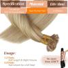 Sunny Hair 20 Inch K Tip Human Hair Extensions, Ash Blonde with Golden Blonde Highlights, Pre-Bonded Fusion, Soft Silky Texture, Suitable for Weddings, Parties, and Night Out Events, 50g