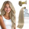 Sunny Hair 20 Inch K Tip Human Hair Extensions, Ash Blonde with Golden Blonde Highlights, Pre-Bonded Fusion, Soft Silky Texture, Suitable for Weddings, Parties, and Night Out Events, 50g